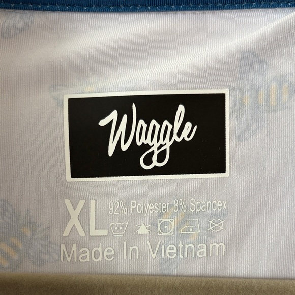 White and Blue Men's Polo Golf Shirt with bees -Waggle - Picture 2 of 7